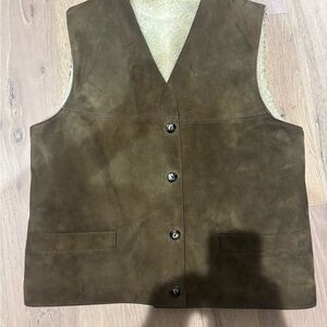 VINTAGE Cala-for Men's Brown Suede Sherpa Vest